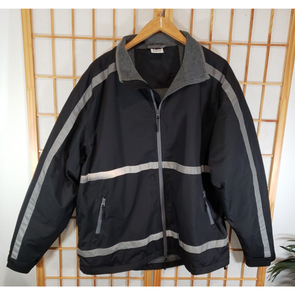 HPI Direct High Visibility Reflective Black Safety Jacket Fleece Lined Size XL